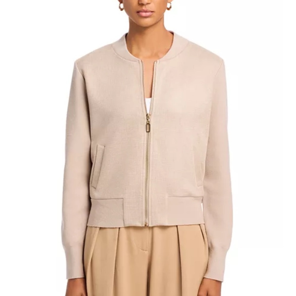 Sioni Faux Suede Relaxed Fit Front Zip Bomber Jacket